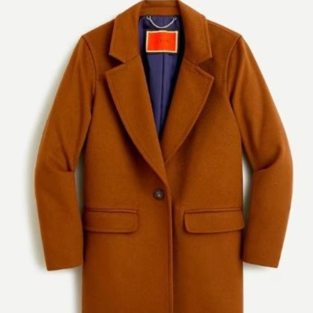 J.Crew petite blazer-coat in Italian wool-cashmere | pecan brown | Mario Belluci